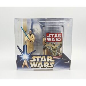 Vintage 2005 Star Wars Obi-Wan Kenobi Action Figure & Collectible Cup Set Hasbro